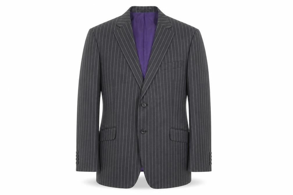Marks & Spencer Mens Grey Striped Wool Jacket Suit Jacket Size 42 Regular