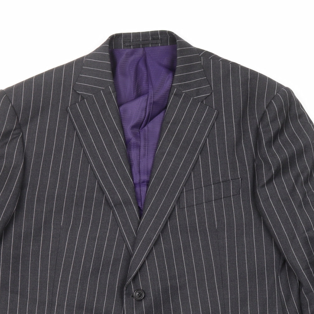 Marks and Spencer Mens Grey Striped Wool Jacket Suit Jacket Size 42 Regular