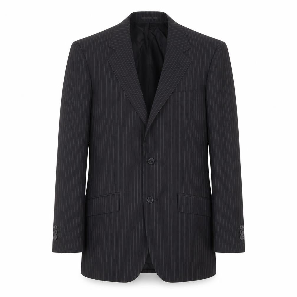 Burton Mens Black Striped Polyester Jacket Suit Jacket Size 36 Regular