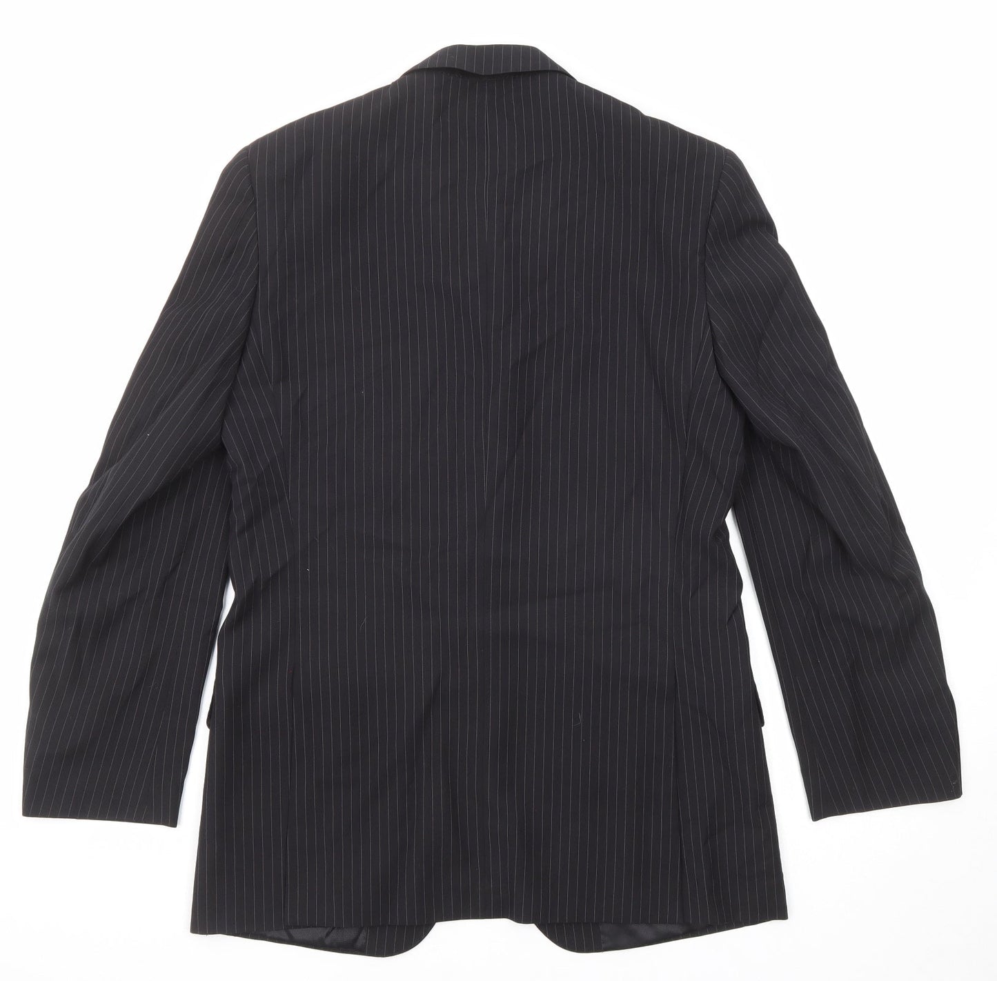 Burton Mens Black Striped Polyester Jacket Suit Jacket Size 36 Regular