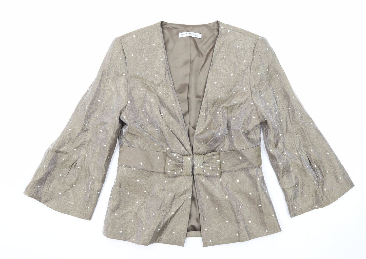 Gina Bacconi Womens Green Jacket Blazer Size 10 Hook & Eye