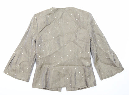 Gina Bacconi Womens Green Jacket Blazer Size 10 Hook & Eye