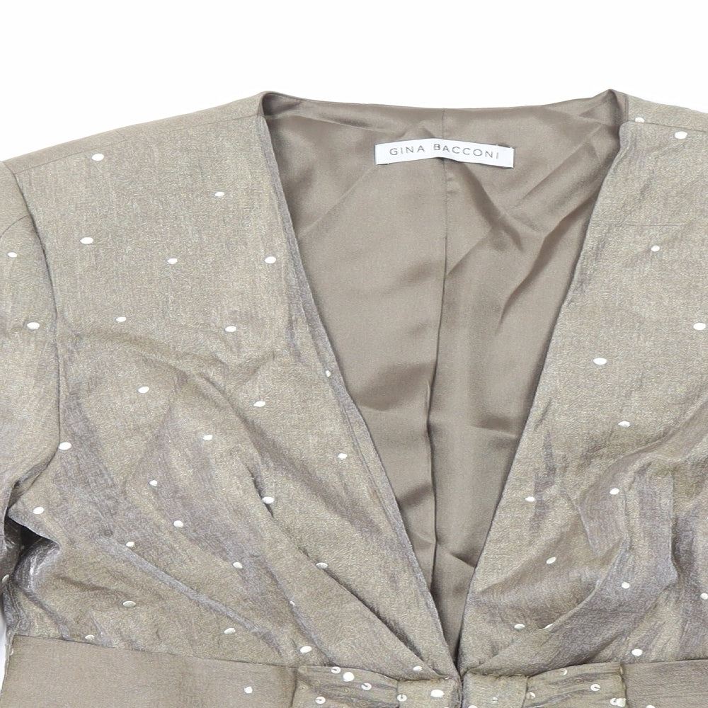 Gina Bacconi Womens Green Jacket Blazer Size 10 Hook & Eye