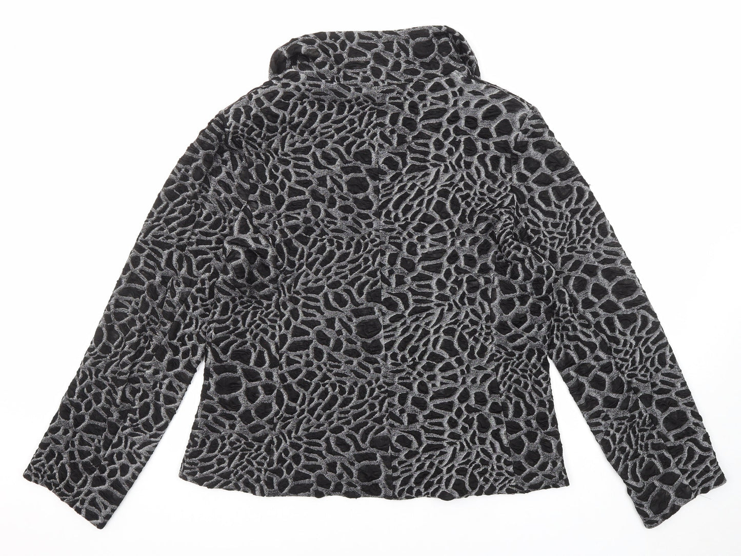 CHIANTI Womens Black Geometric Jacket Blazer Size 18 Button