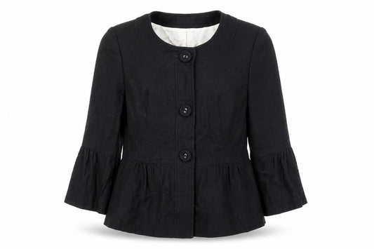 Front view of Principles women’s black jacket, size UK 14, button