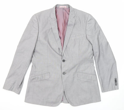 Butler & Webb Mens Grey Polyester Jacket Suit Jacket Size 40 Regular - Five-Button Sleeve