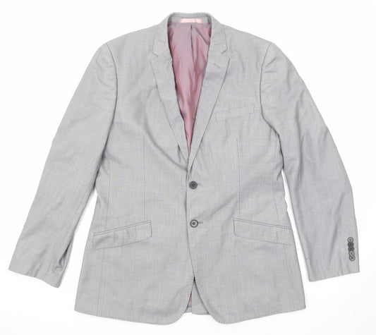 Butler & Webb Mens Grey Polyester Jacket Suit Jacket Size 40 Regular - Five-Button Sleeve