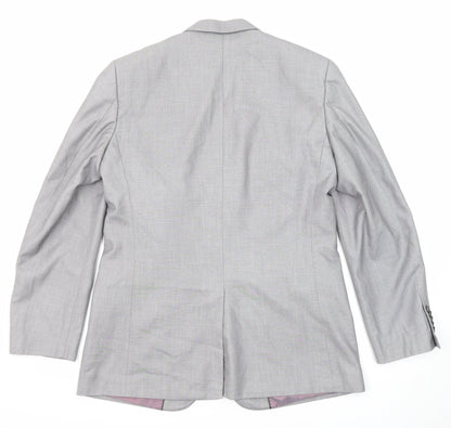 Butler & Webb Mens Grey Polyester Jacket Suit Jacket Size 40 Regular - Five-Button Sleeve