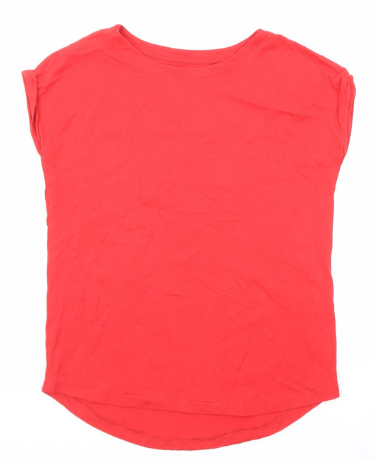 NEXT Womens Red Cotton Basic T-Shirt Size 6 Round Neck