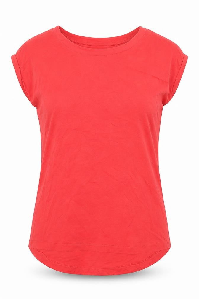 NEXT Womens Red Cotton Basic T-Shirt Size 6 Round Neck