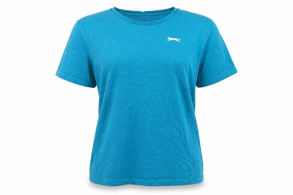 Slazenger Womens Blue Cotton Basic T-Shirt Size M Round Neck