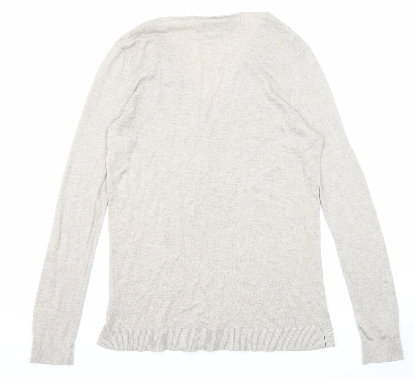 Kley Womens Beige V-Neck Viscose Pullover Jumper Size 12