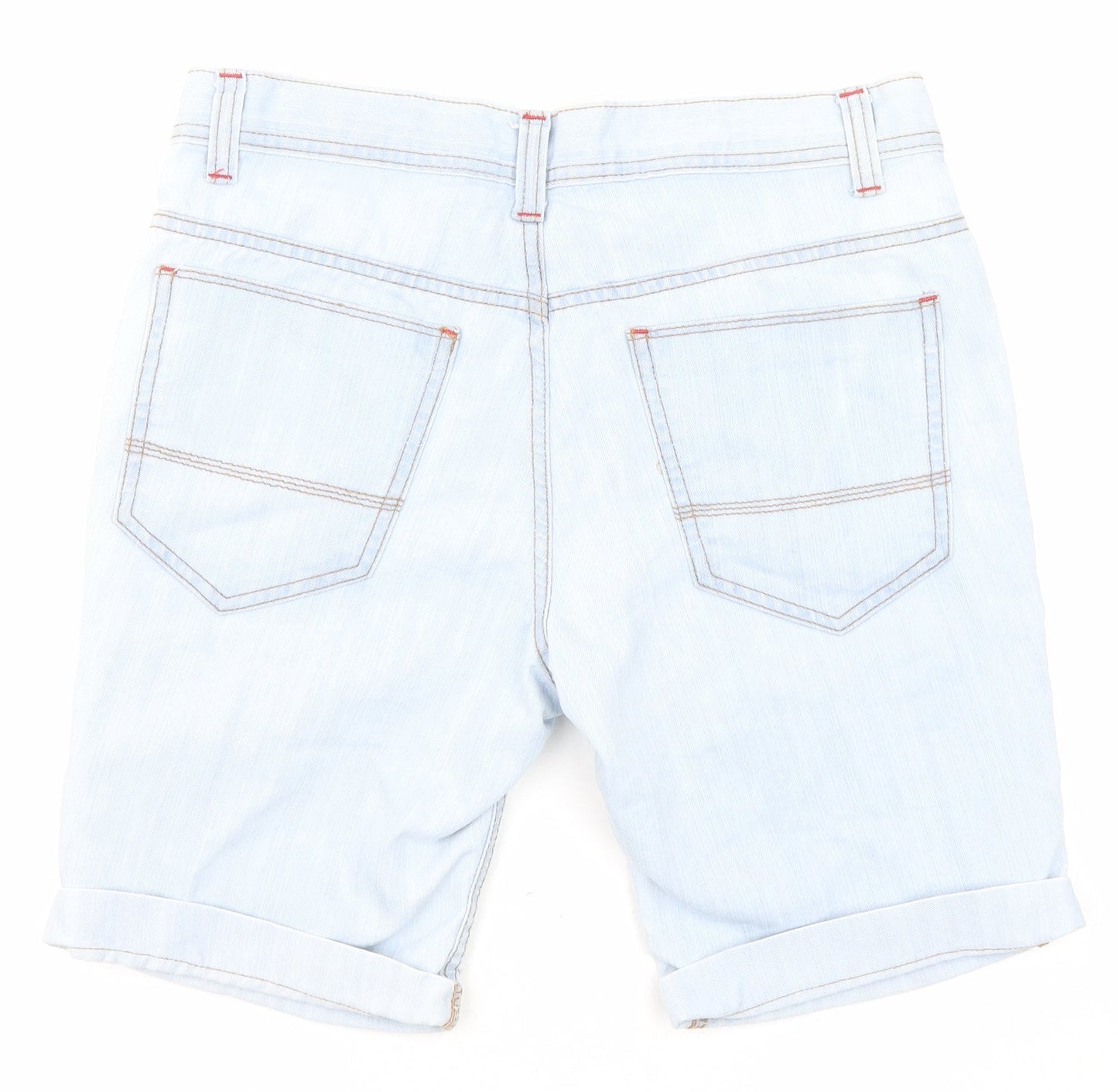 Denim & Co. Womens Blue Cotton Boyfriend Shorts Size 30 in Regular Zip