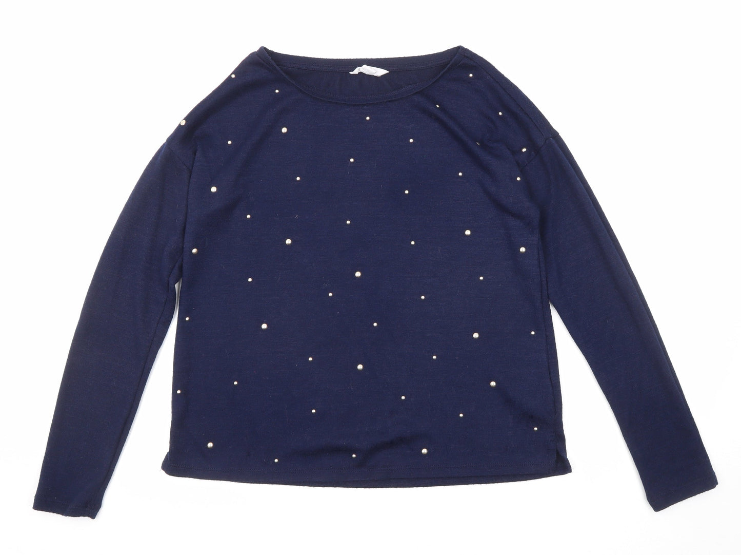 Springfield Womens Blue Round Neck Polyester Pullover Jumper Size M