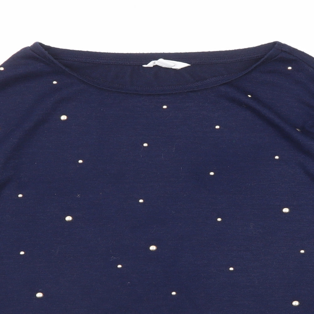 Springfield Womens Blue Round Neck Polyester Pullover Jumper Size M