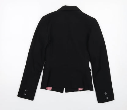 Back view of Miss Selfridge women’s black polyester jacket blazer, size UK 6