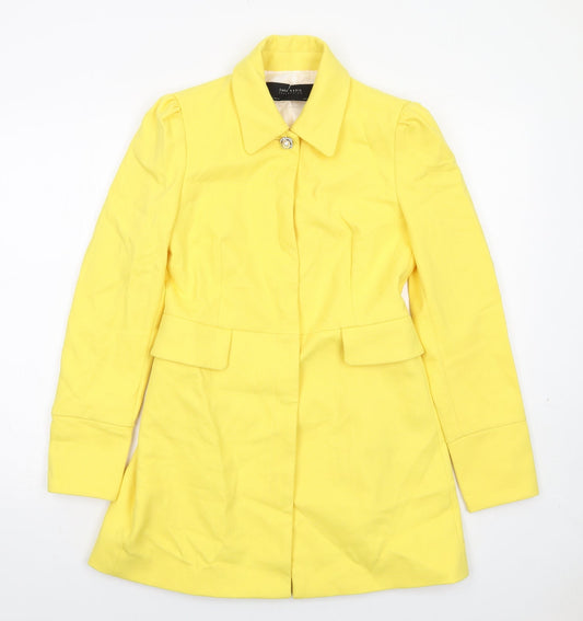 Zara Womens Yellow Overcoat Coat Size S Snap