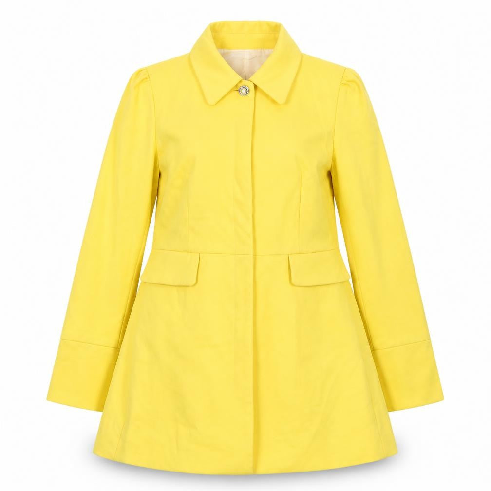 Zara Womens Yellow Overcoat Coat Size S Snap