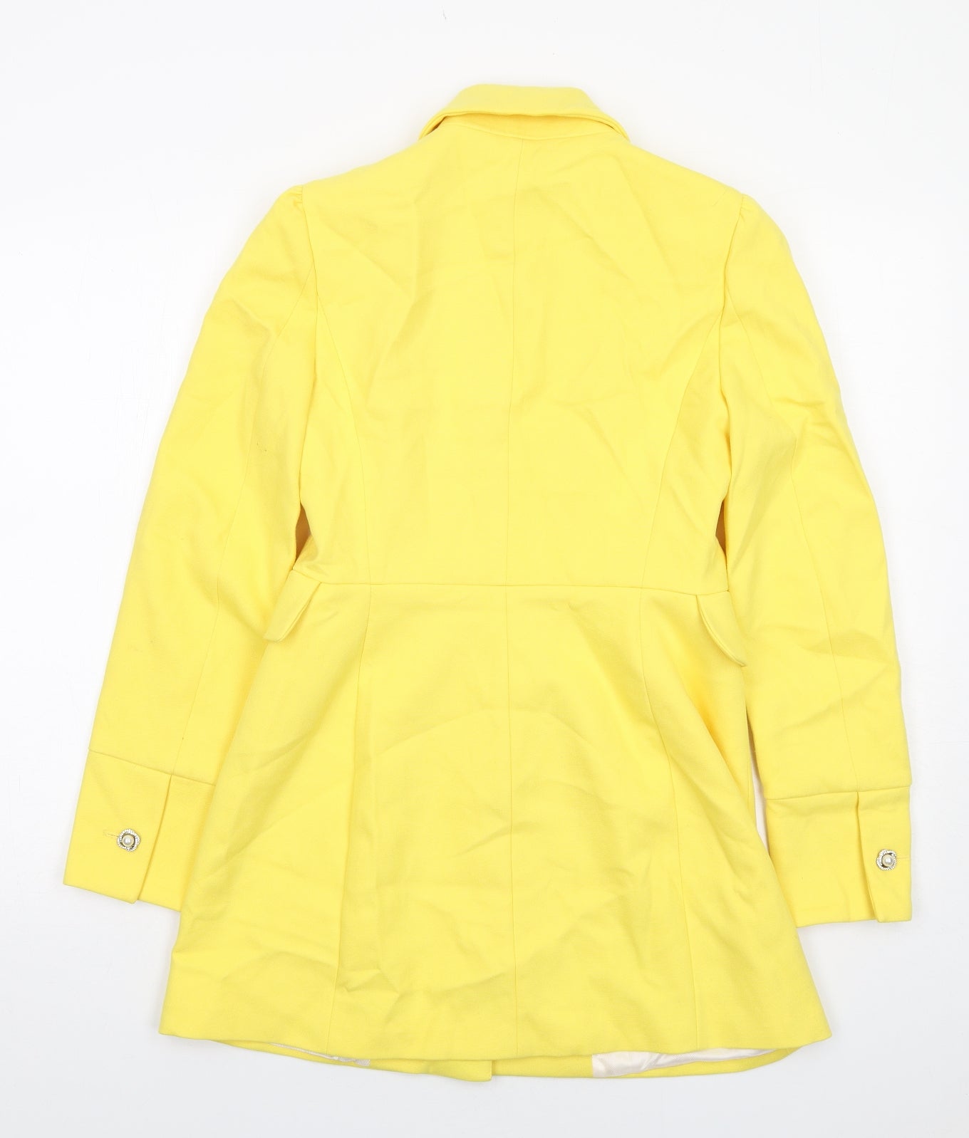 Zara Womens Yellow Overcoat Coat Size S Snap