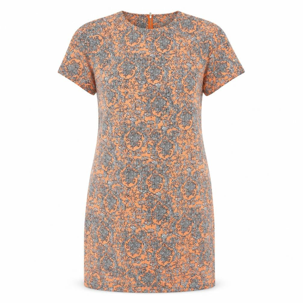 Apricot Womens Orange Geometric Polyester A-Line Size 12 V-Neck Zip