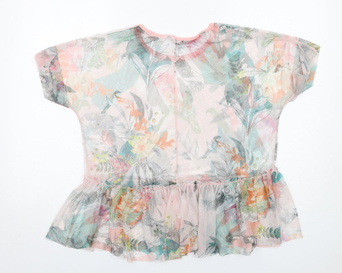 NEXT Womens Multicoloured Floral Polyester Basic T-Shirt Size 10 Round Neck