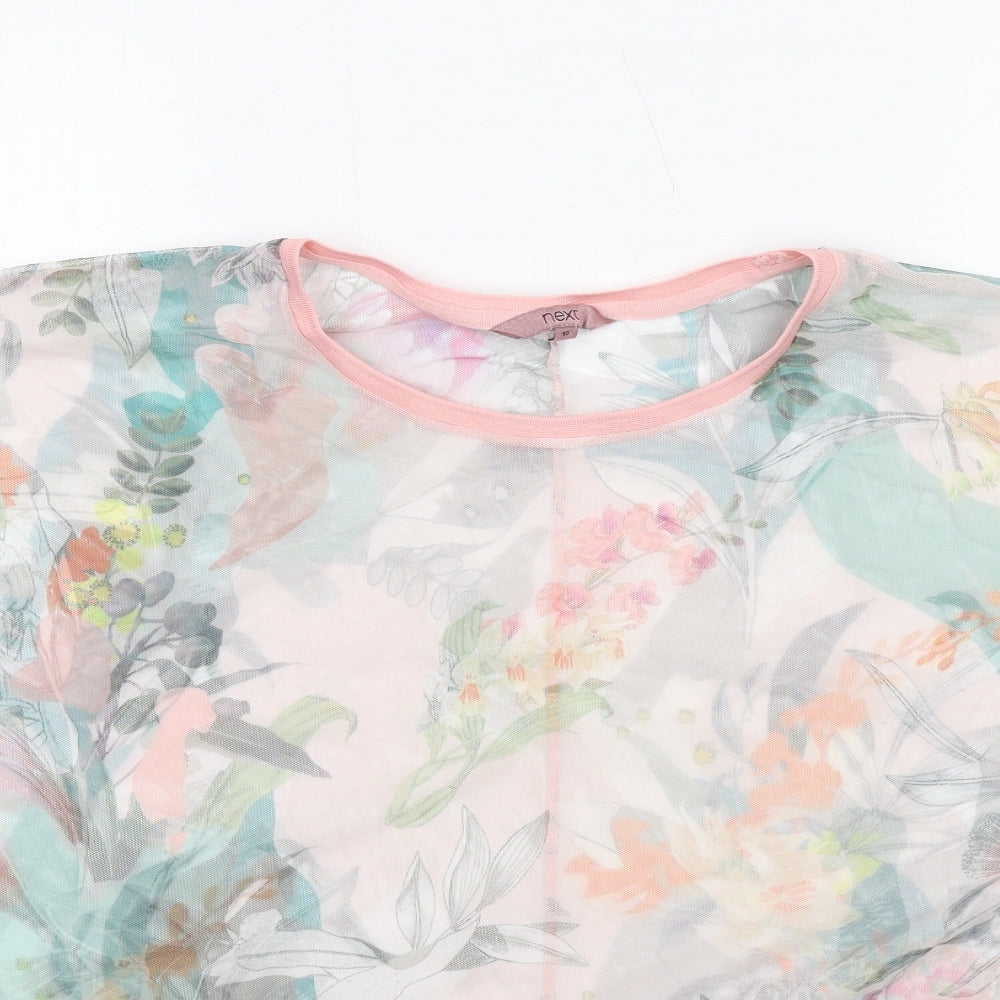 NEXT Womens Multicoloured Floral Polyester Basic T-Shirt Size 10 Round Neck