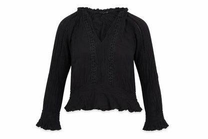 H&M Womens Black Viscose Basic Blouse Size 12 V-Neck