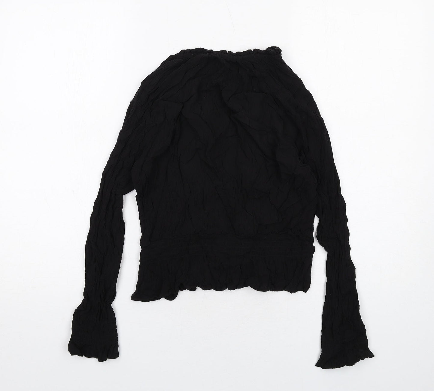 H&M Womens Black Viscose Basic Blouse Size 12 V-Neck