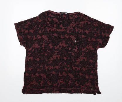 Additional front view of Autograph women’s red geometric viscose basic t-shirt, size UK 18, round neck