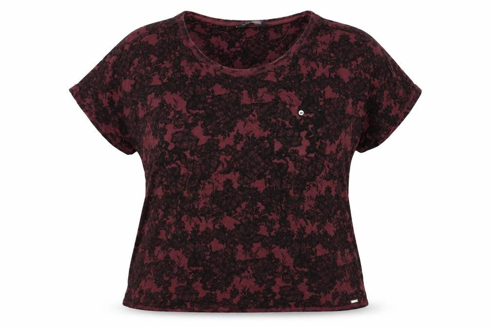 Autograph Womens Red Geometric Viscose Basic T-Shirt Size 18 Round Neck