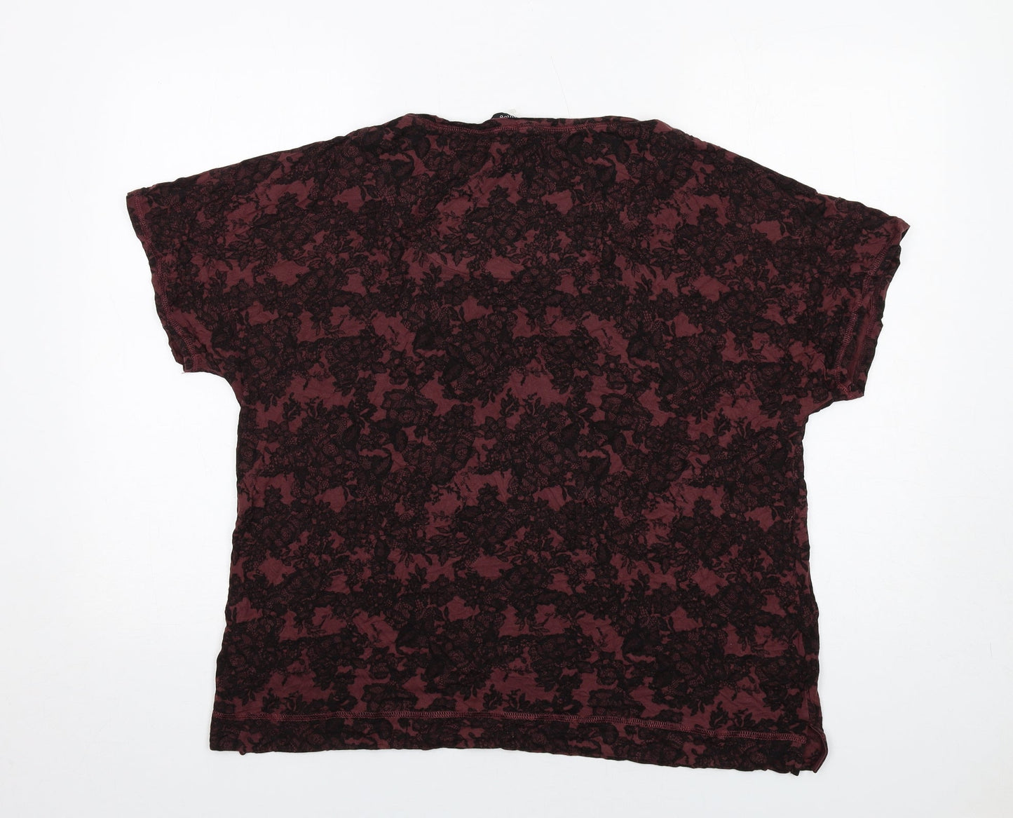 Autograph Womens Red Geometric Viscose Basic T-Shirt Size 18 Round Neck
