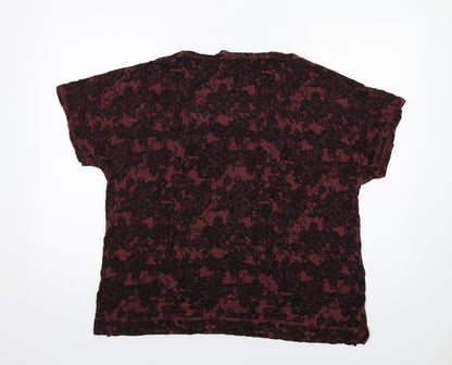 Back view of Autograph women’s red geometric viscose basic t-shirt, size UK 18, round neck