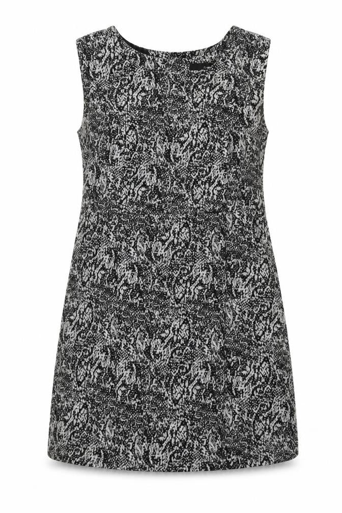 NEXT Womens Black Animal Print Polyester Shift Size 12 Round Neck Button - Snakeskin pattern