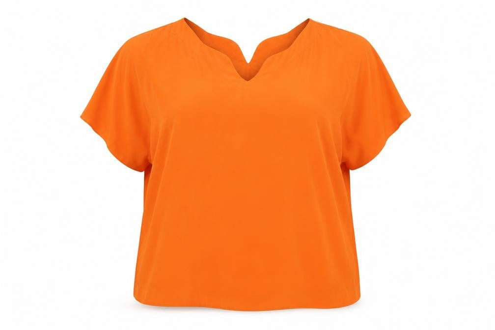 Profiles Womens Orange Polyester Basic T-Shirt Size 30 Round Neck