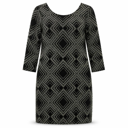Wallis Womens Black Geometric Nylon A-Line Size 12 Round Neck Pullover