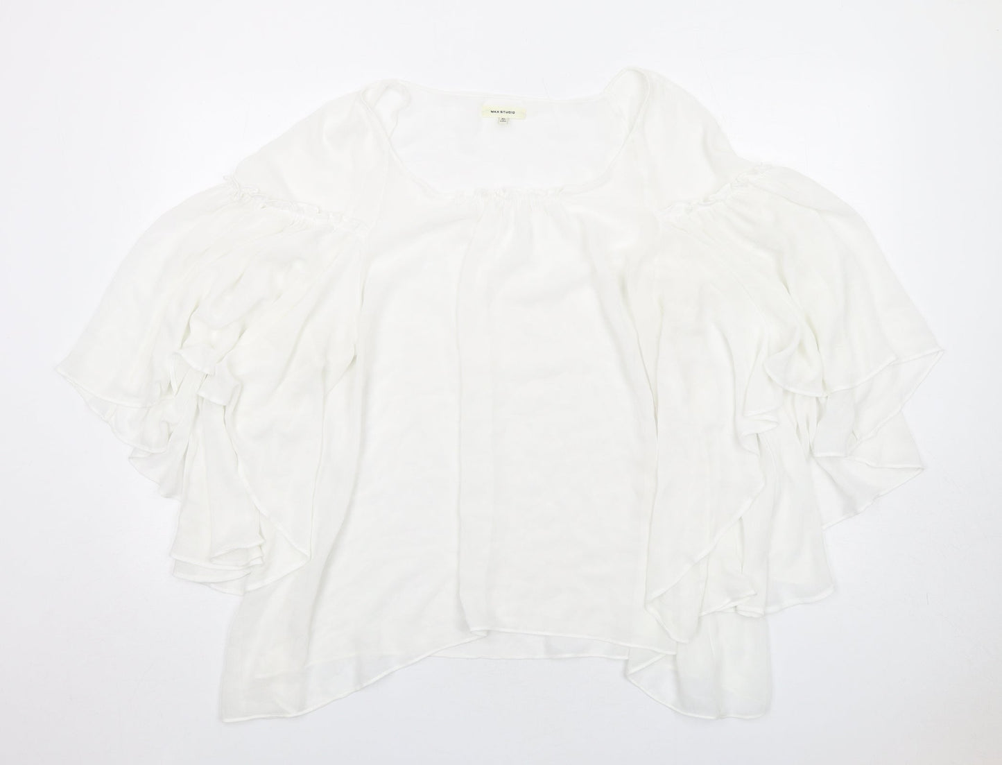 Max Studio Womens White Polyester Basic Blouse Size XL Round Neck