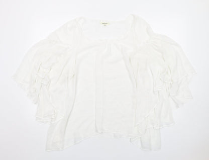 Max Studio Womens White Polyester Basic Blouse Size XL Round Neck