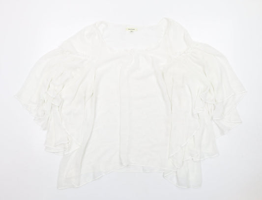 Max Studio Womens White Polyester Basic Blouse Size XL Round Neck