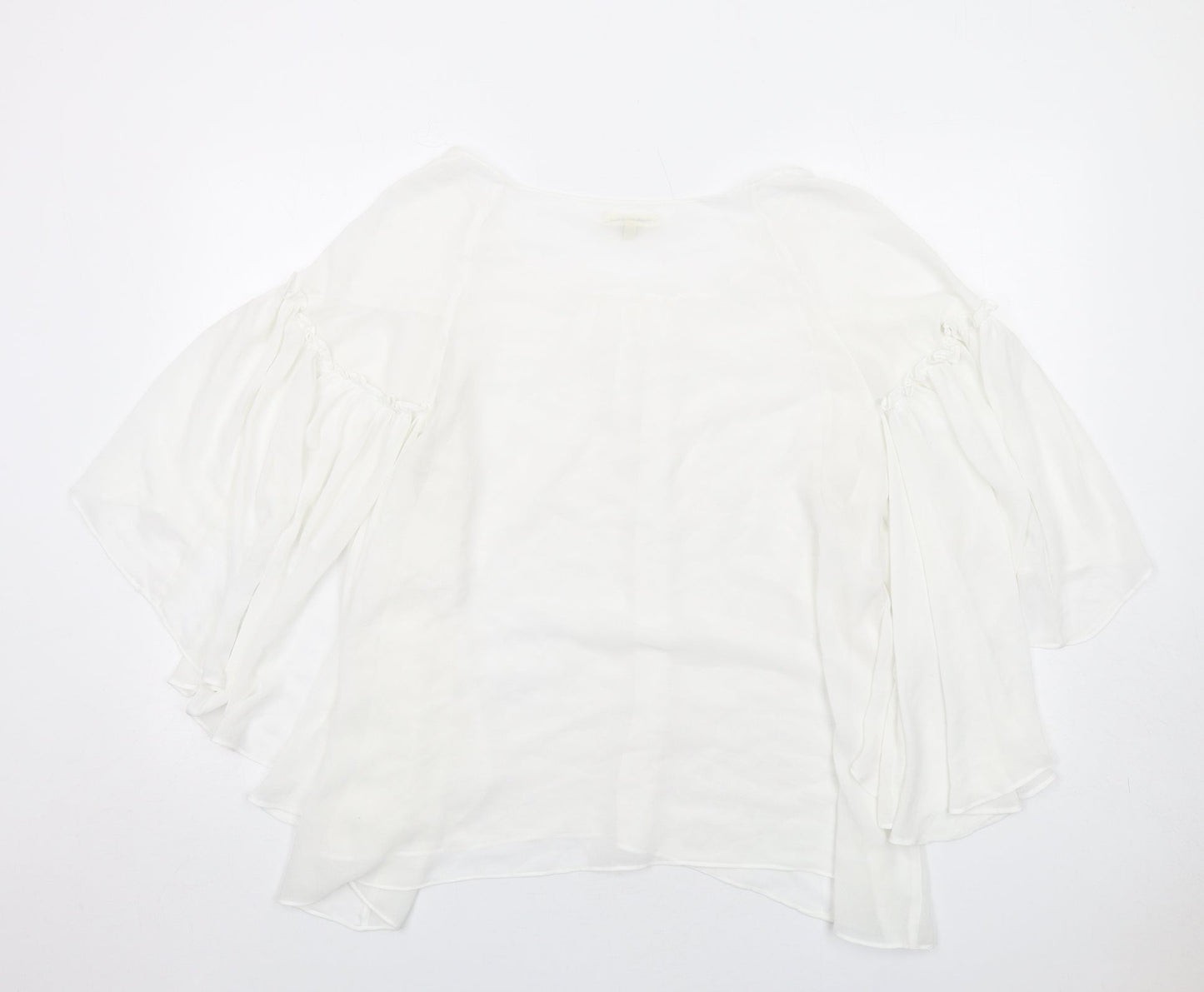 Max Studio Womens White Polyester Basic Blouse Size XL Round Neck