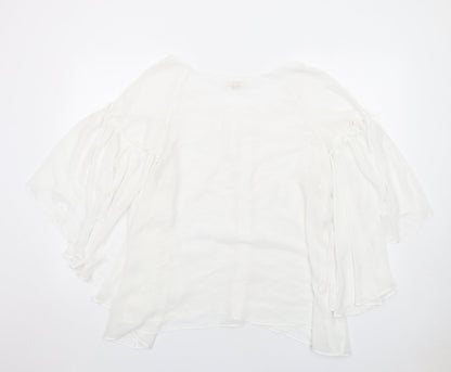 Max Studio Womens White Polyester Basic Blouse Size XL Round Neck