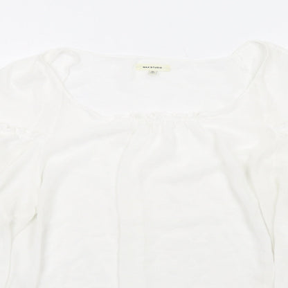 Max Studio Womens White Polyester Basic Blouse Size XL Round Neck