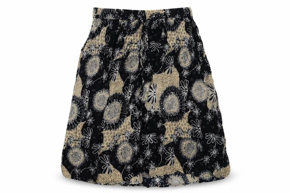 Saloos Womens Multicoloured Geometric Viscose Swing Skirt Size M Drawstring