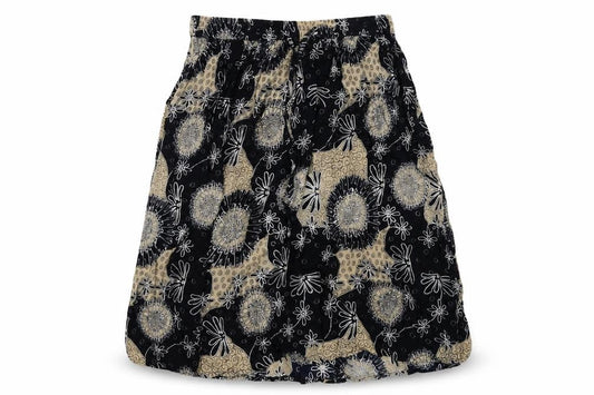 Saloos Womens Multicoloured Geometric Viscose Swing Skirt Size M Drawstring