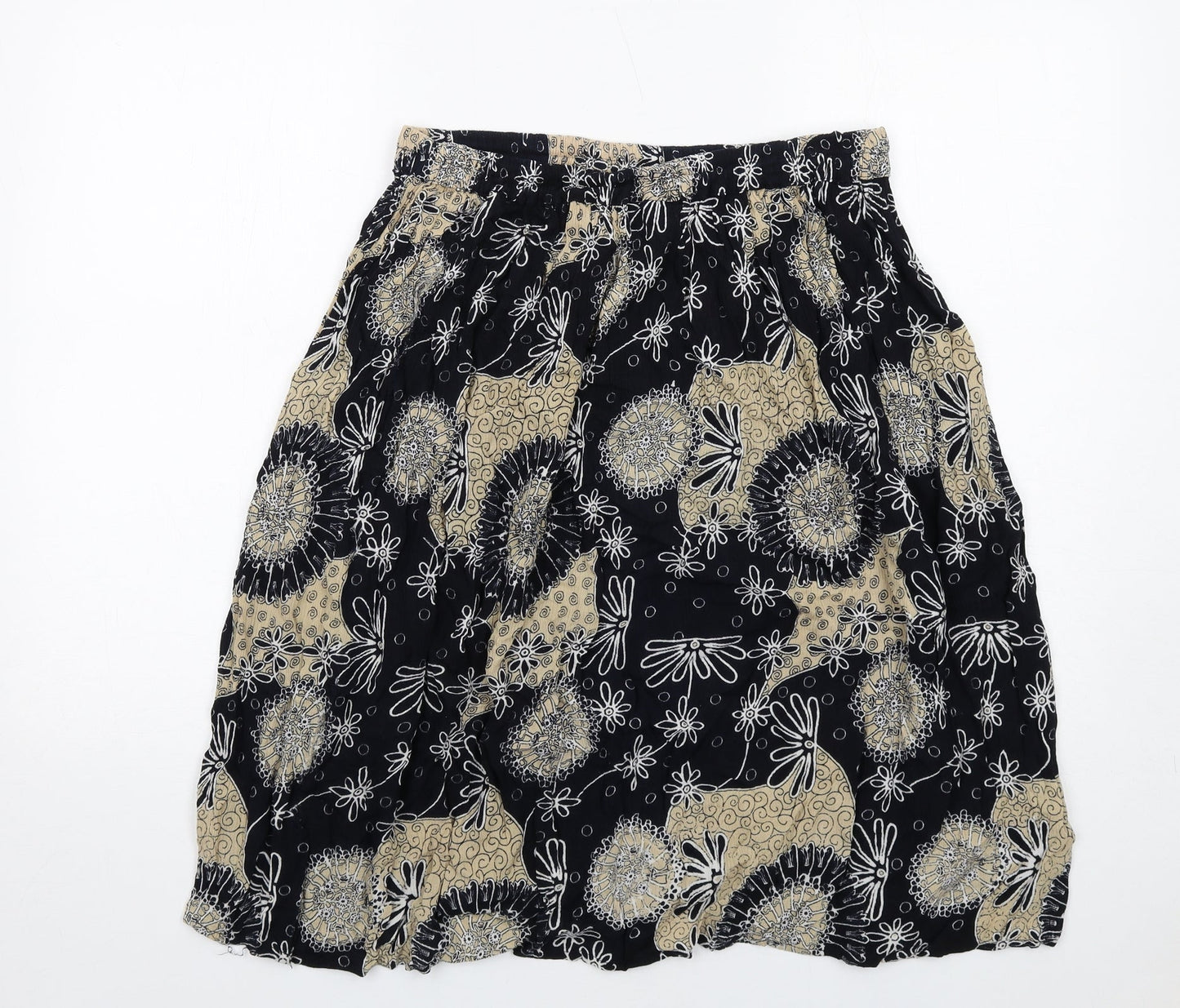 Saloos Womens Multicoloured Geometric Viscose Swing Skirt Size M Drawstring