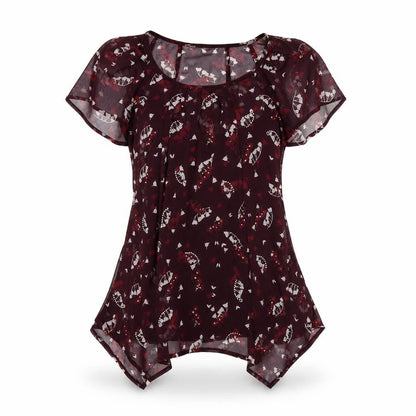 RJR.John Rocha Womens Purple Geometric Polyester Basic Blouse Size 10 Scoop Neck