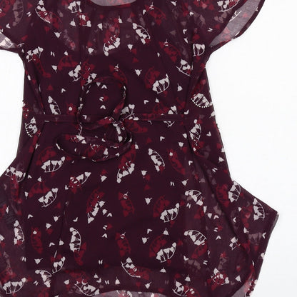 RJR.John Rocha Womens Purple Geometric Polyester Basic Blouse Size 10 Scoop Neck