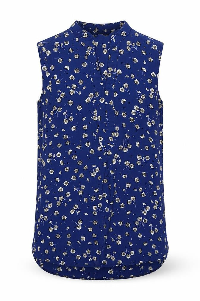 Dorothy Perkins Womens Blue Floral Polyester Basic Blouse Size 6 V-Neck
