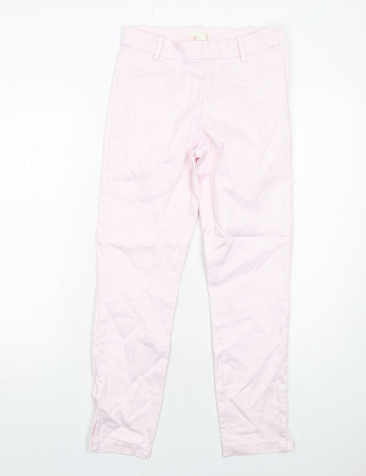 H&M Womens Pink Cotton Chino Trousers Size 8 Regular Zip