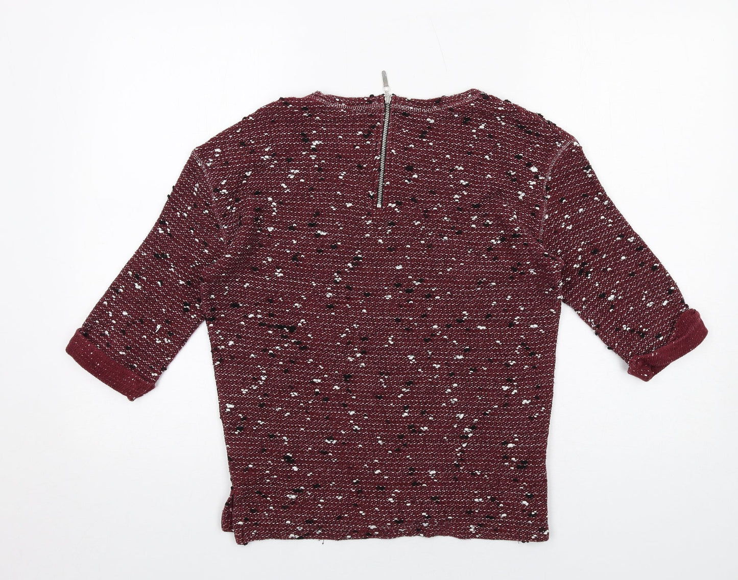 Made for Me Womens Red Round Neck Cotton Pullover Jumper Size 8