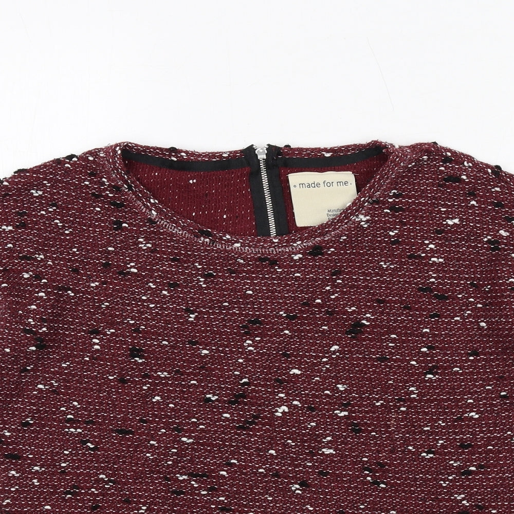 Made for Me Womens Red Round Neck Cotton Pullover Jumper Size 8